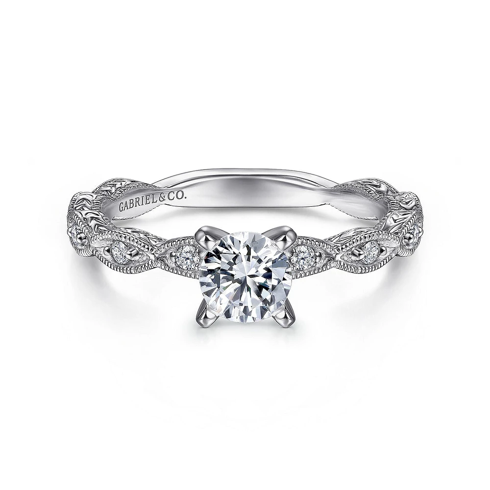Gabriel & Co 5 Engagement Ring 14K White Gold Victorian ER4122R2W44JJ