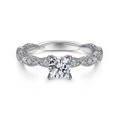 Gabriel & Co 5 Engagement Ring 14K White Gold Victorian ER4122R2W44JJ