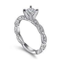 Gabriel & Co 5 Engagement Ring 14K White Gold Victorian ER4122R2W44JJ
