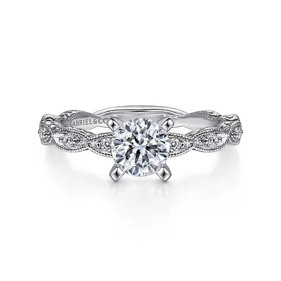 Gabriel & Co 5.75 Engagement Ring 14K White Gold Victorian ER4122R3W44JJ