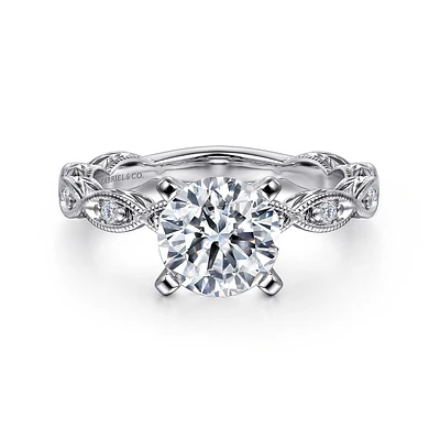Gabriel & Co 7.4 Engagement Ring 14K White Gold Victorian ER4122R6W44JJ