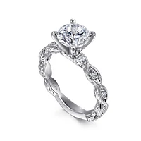 Gabriel & Co 7.4 Engagement Ring 14K White Gold Victorian ER4122R6W44JJ