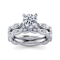 Gabriel & Co 7.4 Engagement Ring 14K White Gold Victorian ER4122R6W44JJ