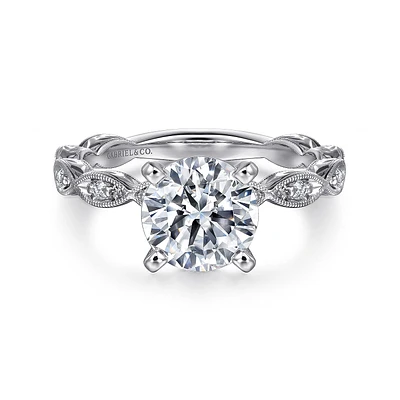 Gabriel & Co 8 Engagement Ring 14K White Gold Victorian ER4122R8W44JJ