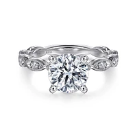 Gabriel & Co 8 Engagement Ring 14K White Gold Victorian ER4122R8W44JJ