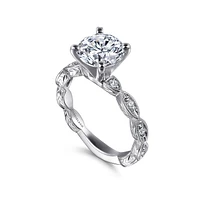 Gabriel & Co 8 Engagement Ring 14K White Gold Victorian ER4122R8W44JJ