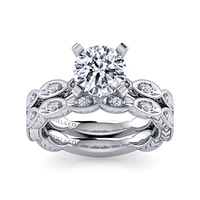 Gabriel & Co 8 Engagement Ring 14K White Gold Victorian ER4122R8W44JJ