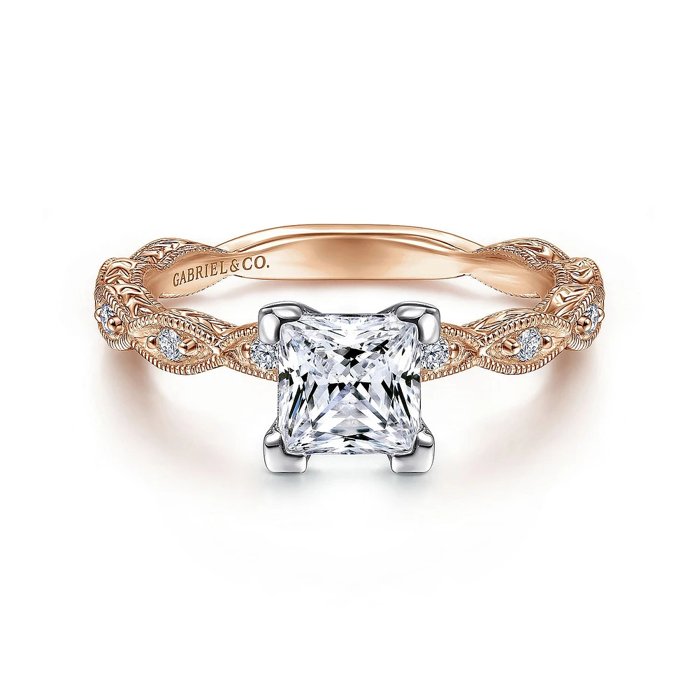 Gabriel & Co 5.5 Engagement Ring 14K Two-Tone Gold Victorian ER4122S4T44JJ