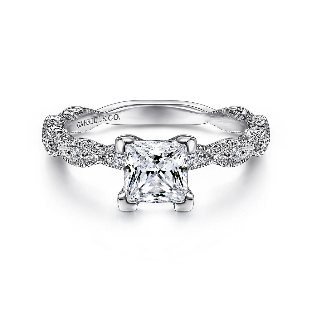 Gabriel & Co 5.5 Engagement Ring 14K White Gold Victorian ER4122S4W44JJ