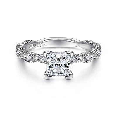 Gabriel & Co 5.5 Engagement Ring 14K White Gold Victorian ER4122S4W44JJ
