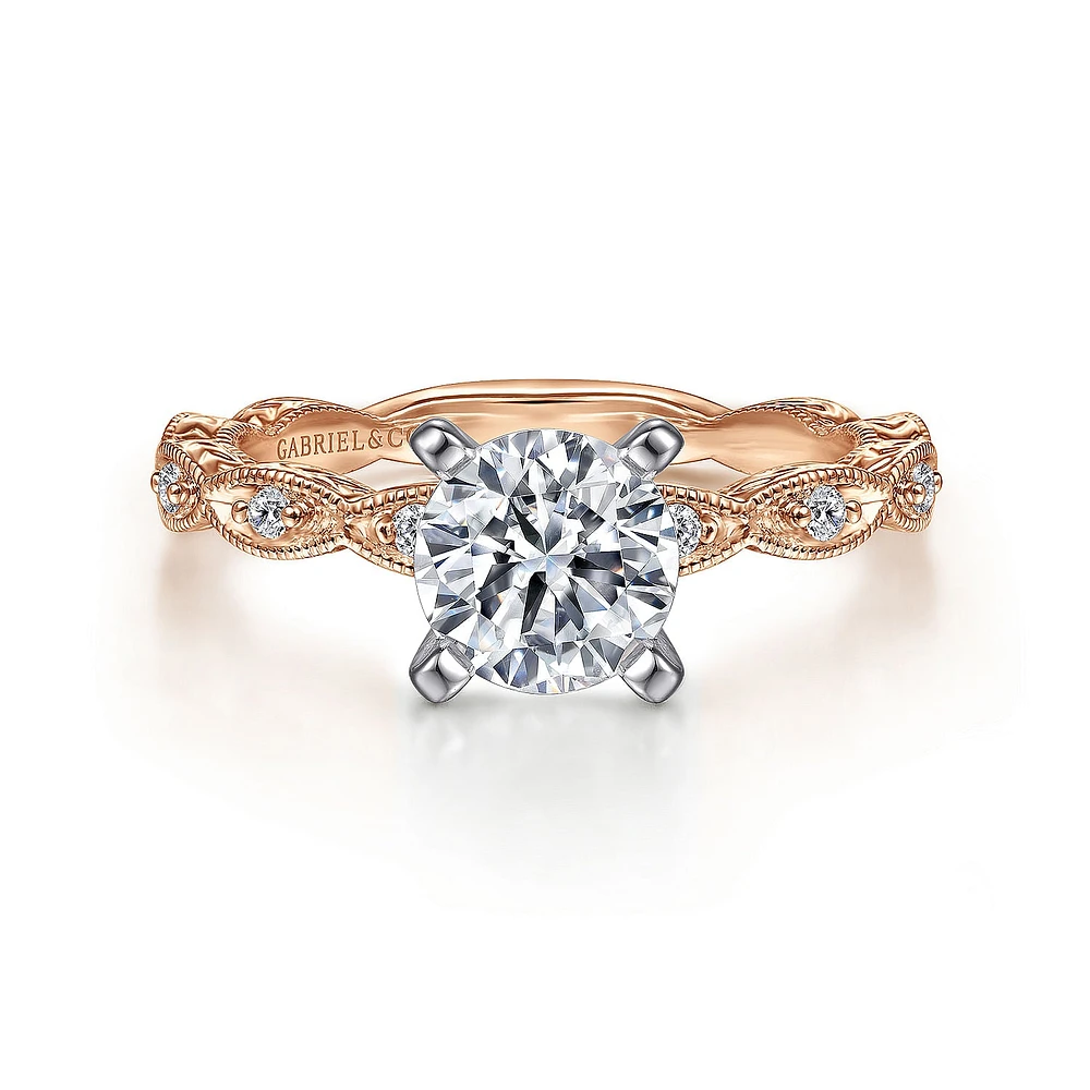 Gabriel & Co 6.5 Engagement Ring 14K Two-Tone Gold Victorian ER4122T44JJ