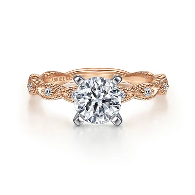 Gabriel & Co 6.5 Engagement Ring 14K Two-Tone Gold Victorian ER4122T44JJ