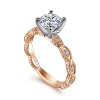 Gabriel & Co 6.5 Engagement Ring 14K Two-Tone Gold Victorian ER4122T44JJ