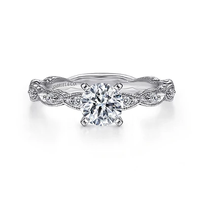 Gabriel & Co 6.5 Engagement Ring 14K White Gold Victorian ER4122W44JJ