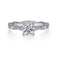 Gabriel & Co 6.5 Engagement Ring 14K White Gold Victorian ER4122W44JJ