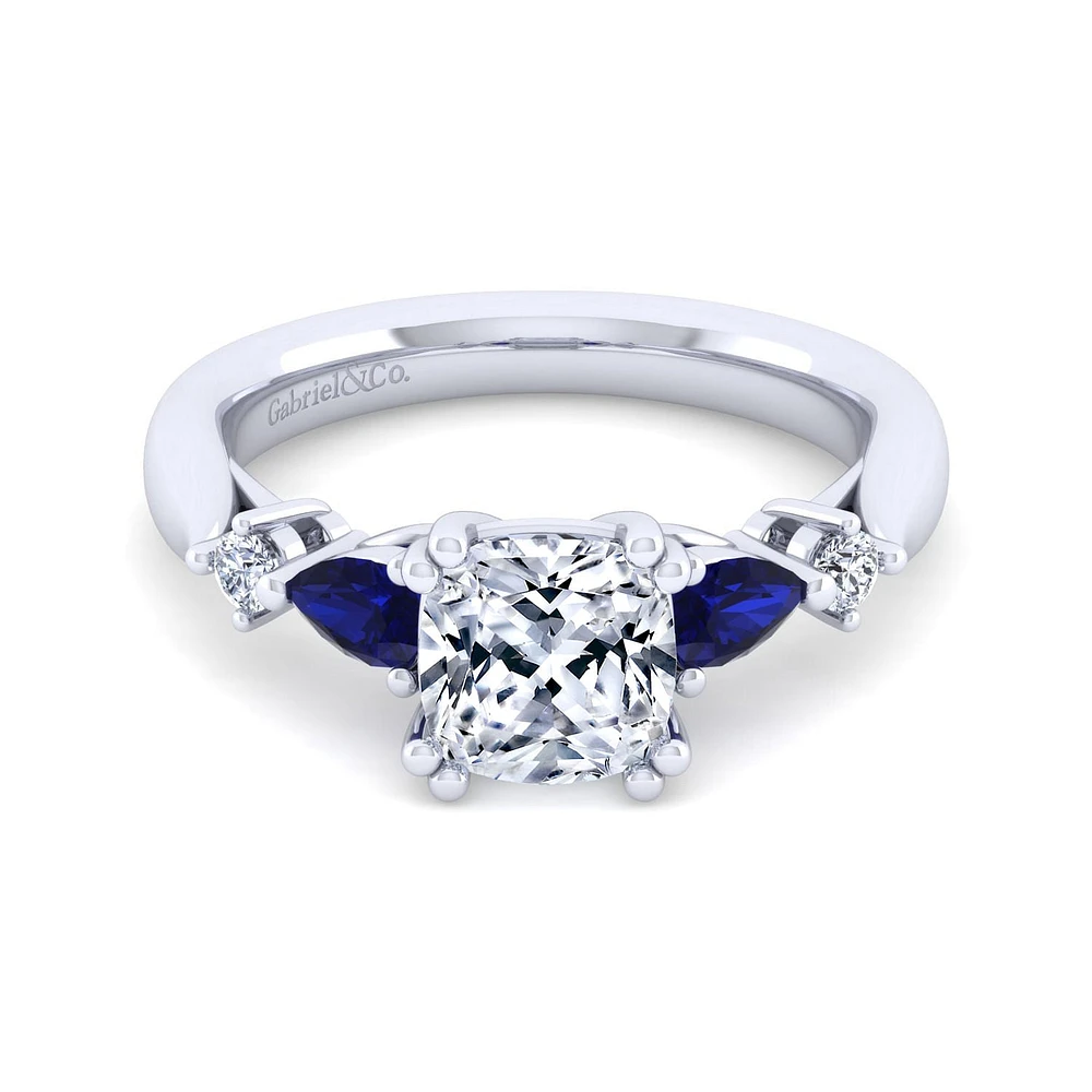 Gabriel & Co 7x7 Engagement Ring 14K White Gold Classic ER6002C8W44SA