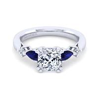 Gabriel & Co 7x7 Engagement Ring 14K White Gold Classic ER6002C8W44SA