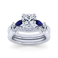 Gabriel & Co 7x7 Engagement Ring 14K White Gold Classic ER6002C8W44SA