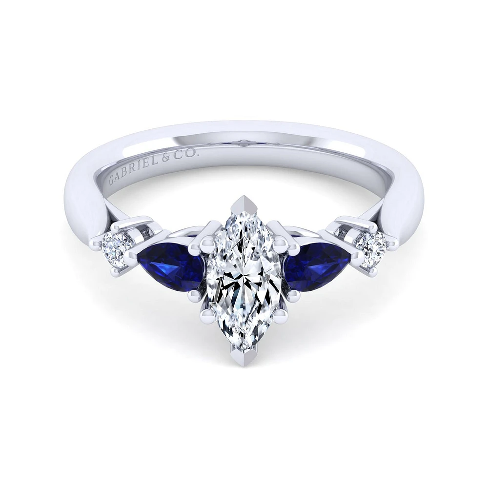 Gabriel & Co 9.5x4.5 Engagement Ring 14K White Gold Classic ER6002M3W44SA