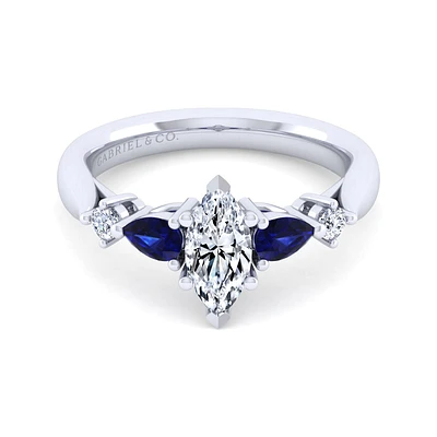 Gabriel & Co 9.5x4.5 Engagement Ring 14K White Gold Classic ER6002M3W44SA
