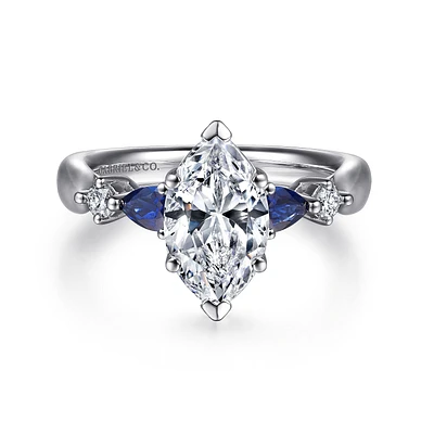 Gabriel & Co 13x6.5 Engagement Ring 14K White Gold Classic ER6002M8W44SA