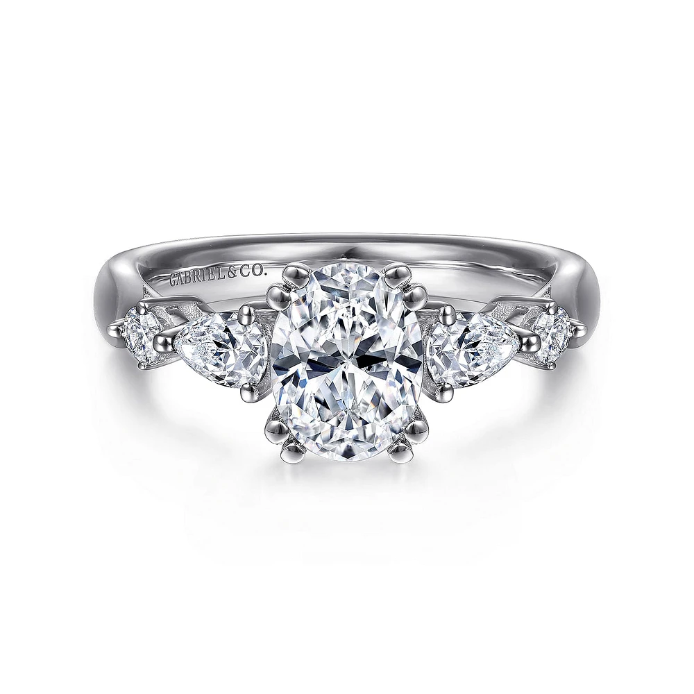Gabriel & Co 8x5.5 Engagement Ring 14K White Gold Classic ER6002O4W44JJ