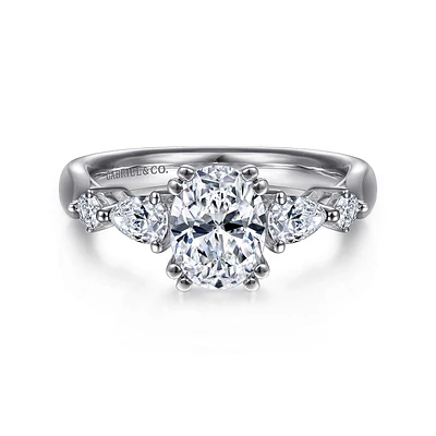 Gabriel & Co 8x5.5 Engagement Ring 14K White Gold Classic ER6002O4W44JJ