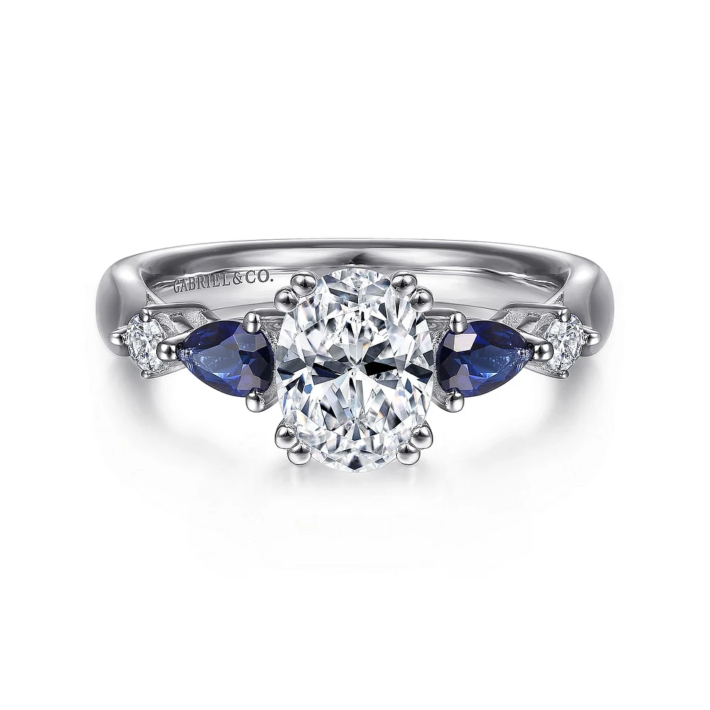 Gabriel & Co 8x5.5 Engagement Ring 14K White Gold Classic ER6002O4W44SA