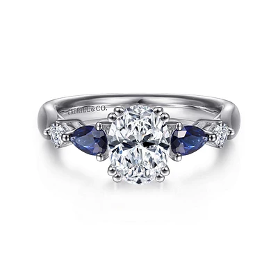 Gabriel & Co 8x5.5 Engagement Ring 14K White Gold Classic ER6002O4W44SA