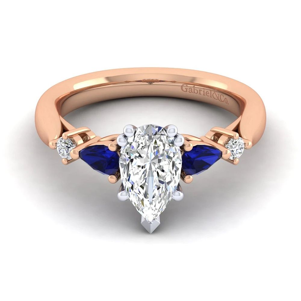 Gabriel & Co 10x6 Engagement Ring 14K Two-Tone Gold Classic ER6002P6T44SA