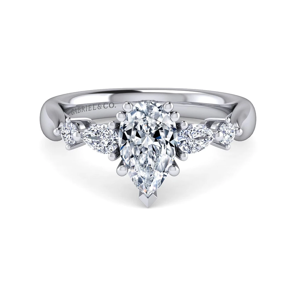 Gabriel & Co 10x6 Engagement Ring 14K White Gold Classic ER6002P6W44JJ