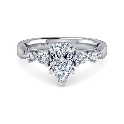 Gabriel & Co 10x6 Engagement Ring 14K White Gold Classic ER6002P6W44JJ