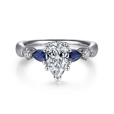 Gabriel & Co 10x6 Engagement Ring 14K White Gold Classic ER6002P6W44SA