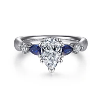 Gabriel & Co 10x6 Engagement Ring 14K White Gold Classic ER6002P6W44SA