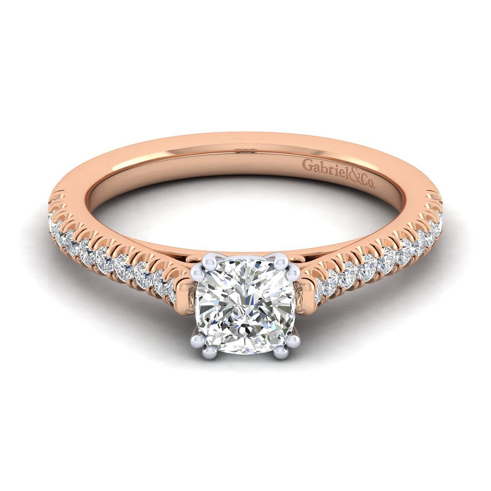 Gabriel & Co 5.5x5.5 Engagement Ring 14K Two-Tone Gold Classic ER7224C4T44JJ
