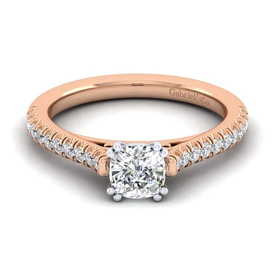 Gabriel & Co 5.5x5.5 Engagement Ring 14K Two-Tone Gold Classic ER7224C4T44JJ