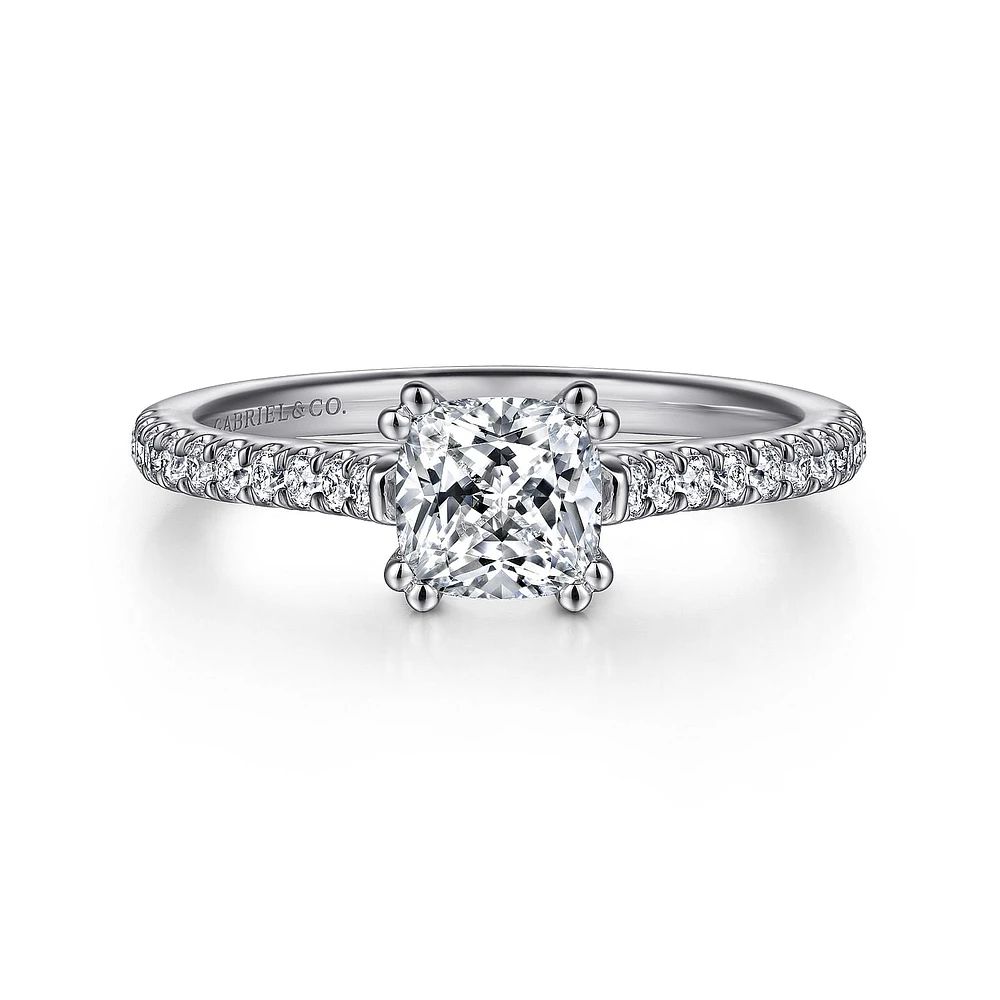 Gabriel & Co 5.5x5.5 Engagement Ring 14K White Gold Classic ER7224C4W44JJ