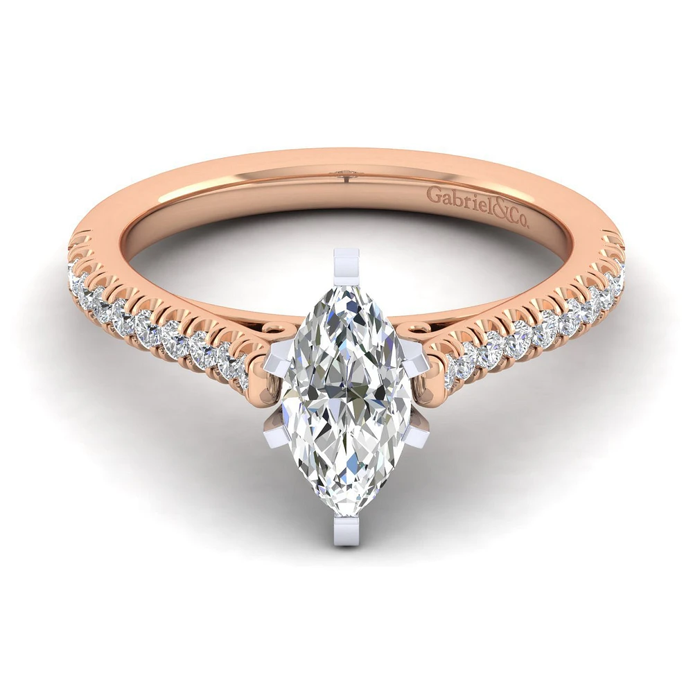 Gabriel & Co 10x5 Engagement Ring 14K Two-Tone Gold Classic ER7224M4T44JJ