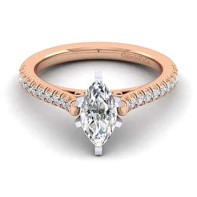 Gabriel & Co 10x5 Engagement Ring 14K Two-Tone Gold Classic ER7224M4T44JJ