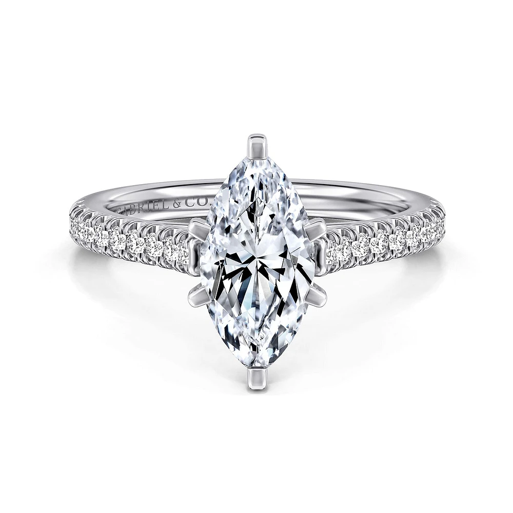 Gabriel & Co 12X6 Engagement Ring 14K White Gold Classic ER7224M6W44JJ