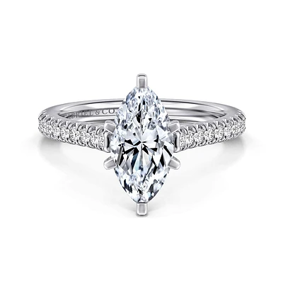Gabriel & Co 12X6 Engagement Ring 14K White Gold Classic ER7224M6W44JJ