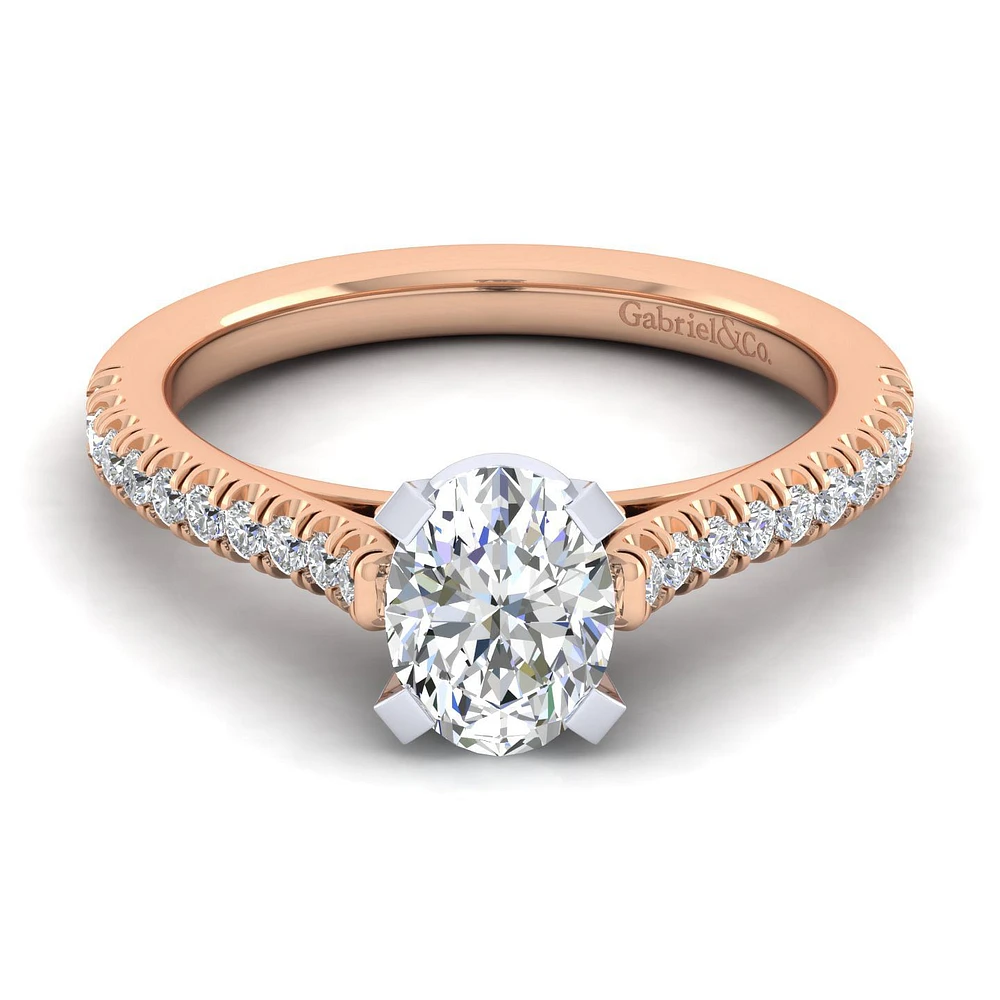 Gabriel & Co 8x6 Engagement Ring 14K Two-Tone Gold Classic ER7224O4T44JJ