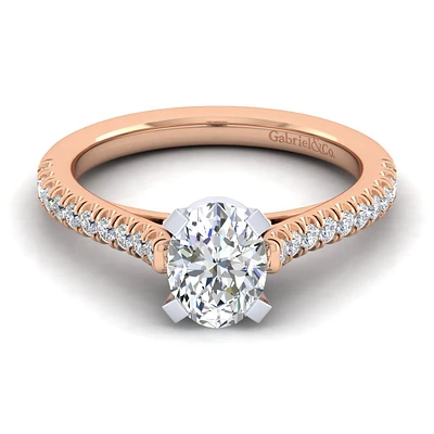 Gabriel & Co 8x6 Engagement Ring 14K Two-Tone Gold Classic ER7224O4T44JJ