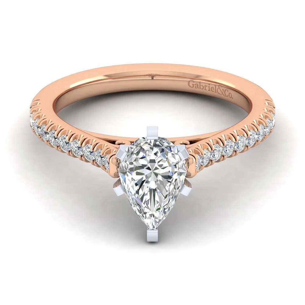 Gabriel & Co 9x6 Engagement Ring 14K Two-Tone Gold Classic ER7224P4T44JJ