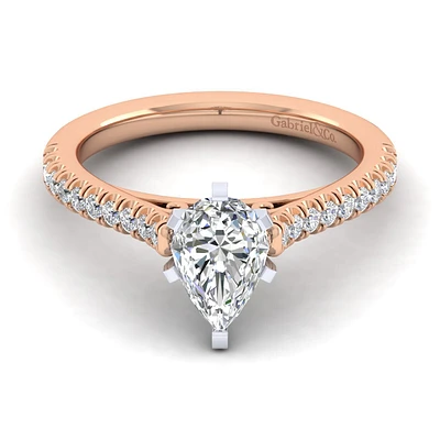 Gabriel & Co 9x6 Engagement Ring 14K Two-Tone Gold Classic ER7224P4T44JJ