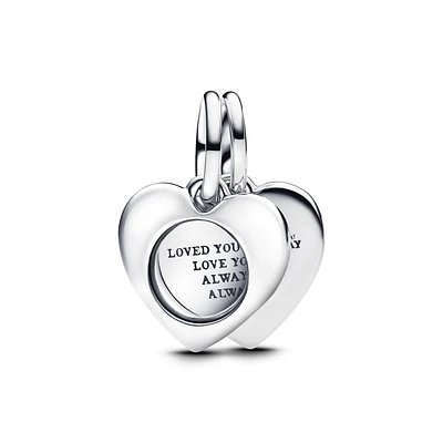 Engravable Heart Magnifying Glass Double Dangle Charm 793671C00