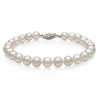 14K White Gold 7.5 inch AA Akoya Pearl Bracelet featuring 6.5-7MM Pearls