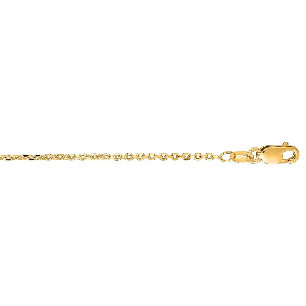 14kt 24" Yellow Gold 1.1mm Diamond Cut Cable Link Chain with Lobster Clasp CAB035-24