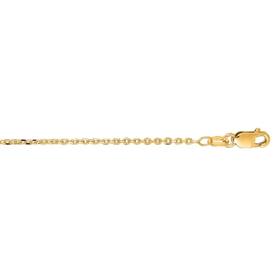 14kt 24" Yellow Gold 1.1mm Diamond Cut Cable Link Chain with Lobster Clasp CAB035-24