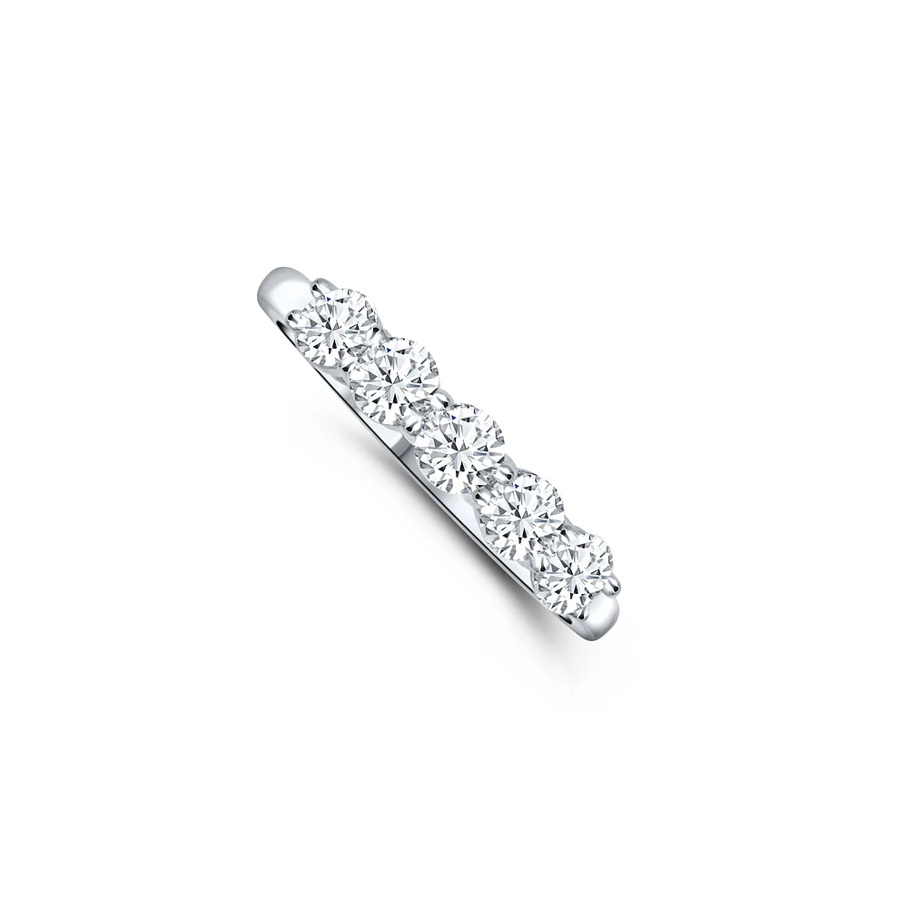 14K White Gold Five Round 1.00 carat Diamond Band